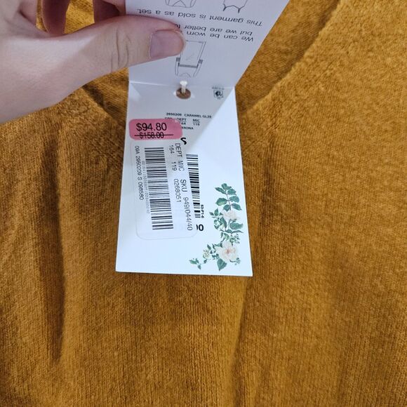 Chelsea & Violet Womens Crop Knit Sweater Small Mustard Yellow Wool Alpaca Blend - Picture 4 of 8